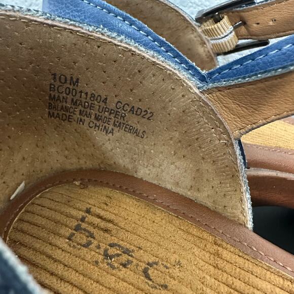 B.O.C. Gia Platform Heeled Mary Jane Clog Blue Perforated Faux Leather Size 10 - Picture 3 of 11